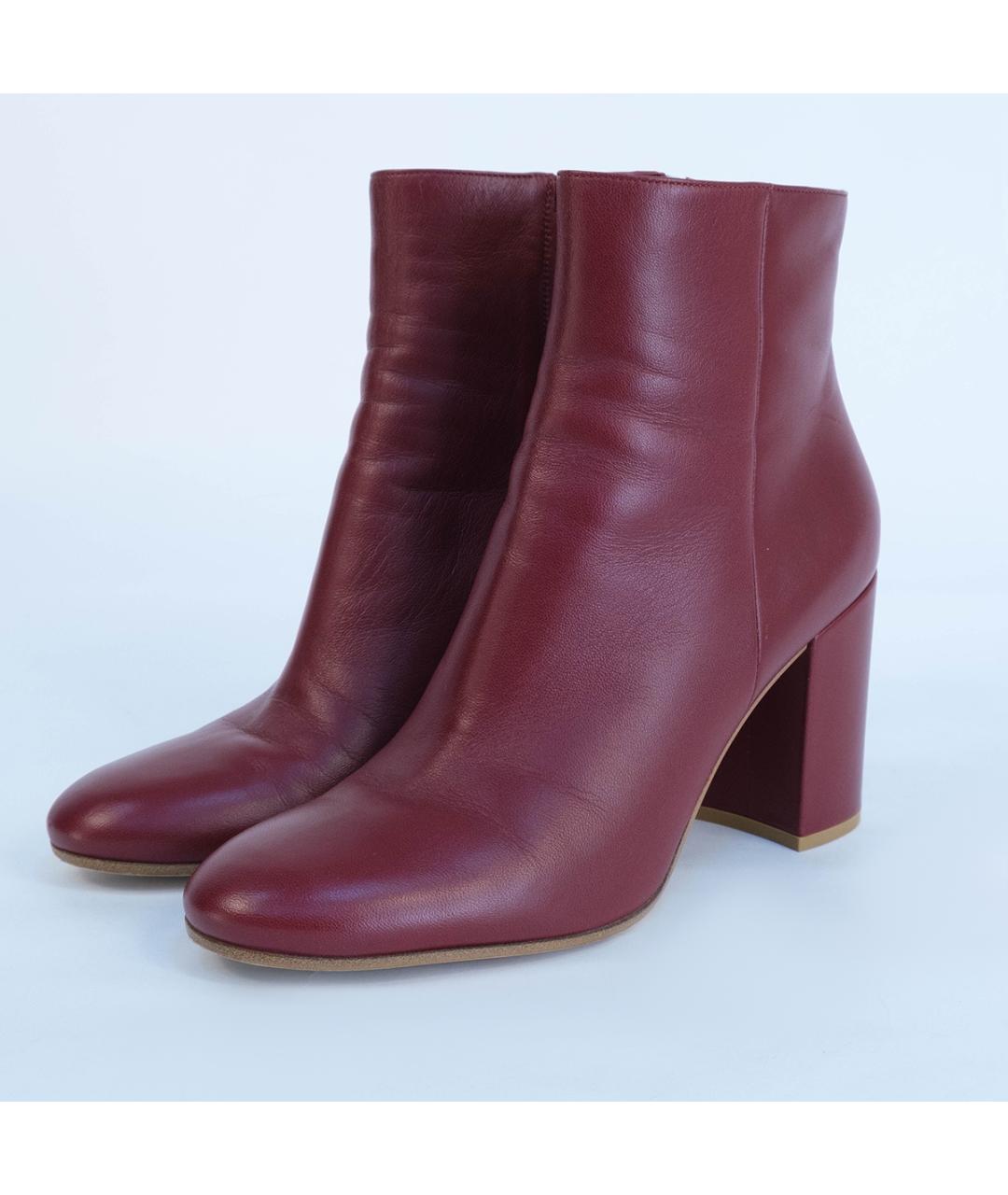 GIANVITO ROSSI Бордовые кожаные ботильоны, фото 3