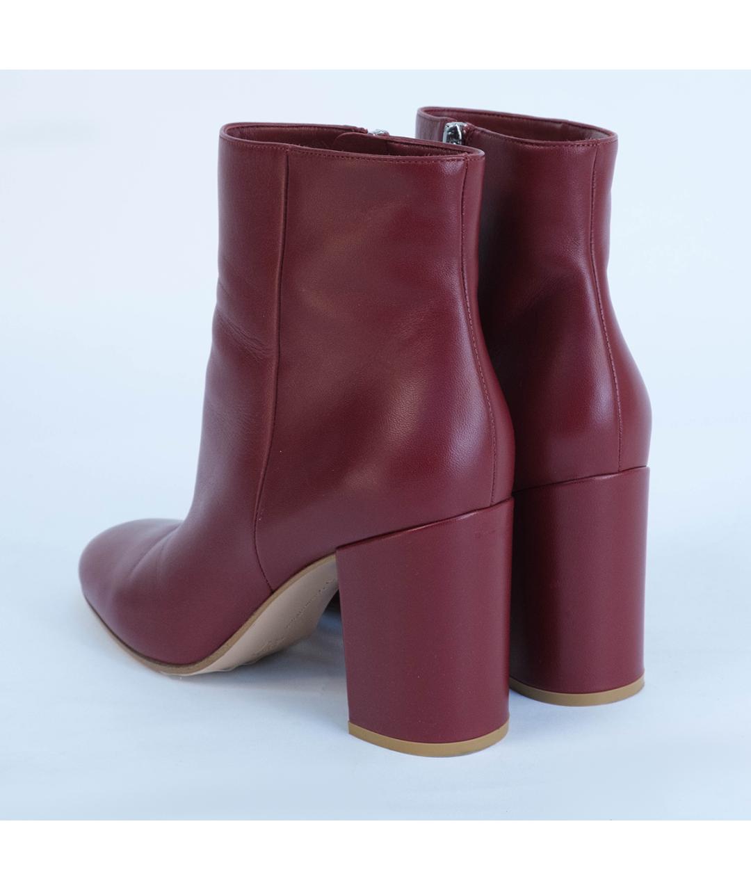 GIANVITO ROSSI Бордовые кожаные ботильоны, фото 7