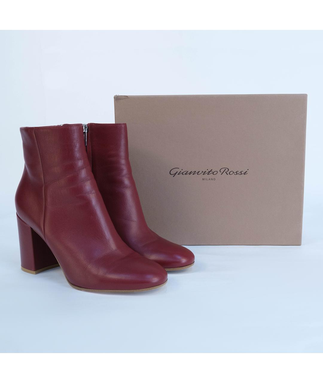 GIANVITO ROSSI Бордовые кожаные ботильоны, фото 8