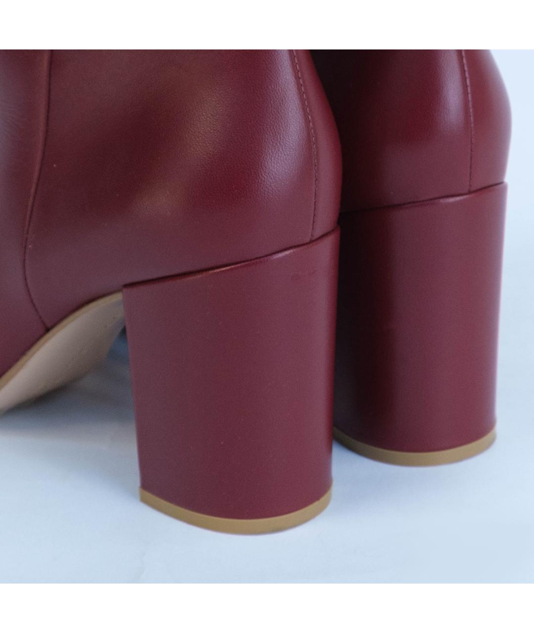 GIANVITO ROSSI Бордовые кожаные ботильоны, фото 6