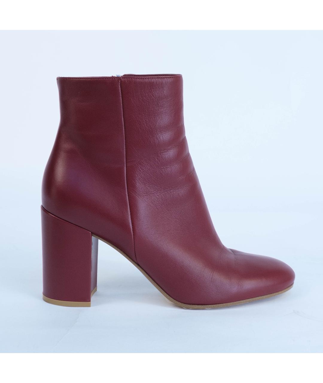 GIANVITO ROSSI Бордовые кожаные ботильоны, фото 2