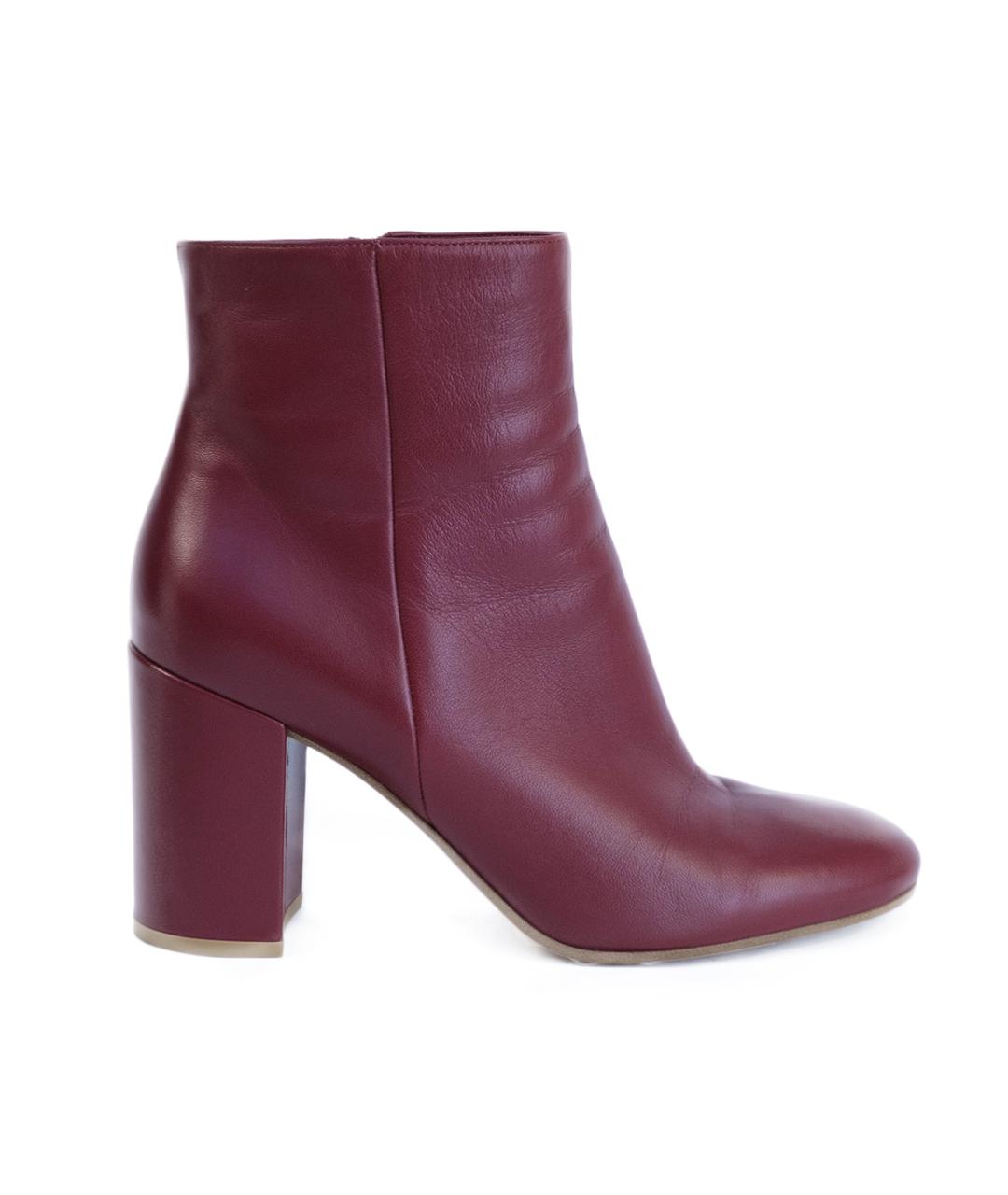 GIANVITO ROSSI Бордовые кожаные ботильоны, фото 1
