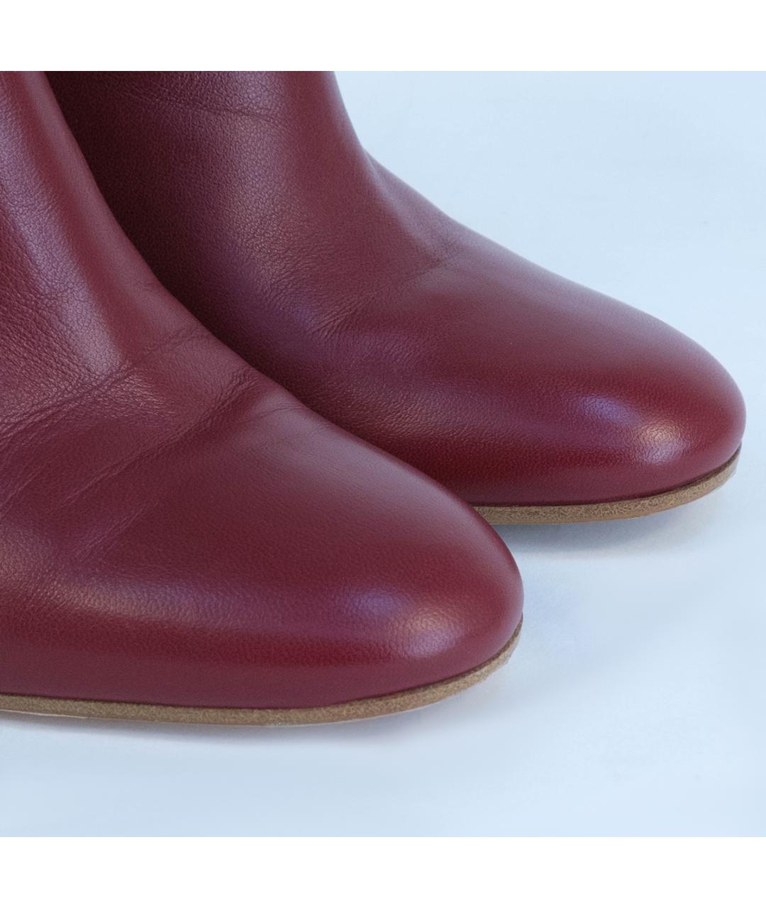 GIANVITO ROSSI Бордовые кожаные ботильоны, фото 4