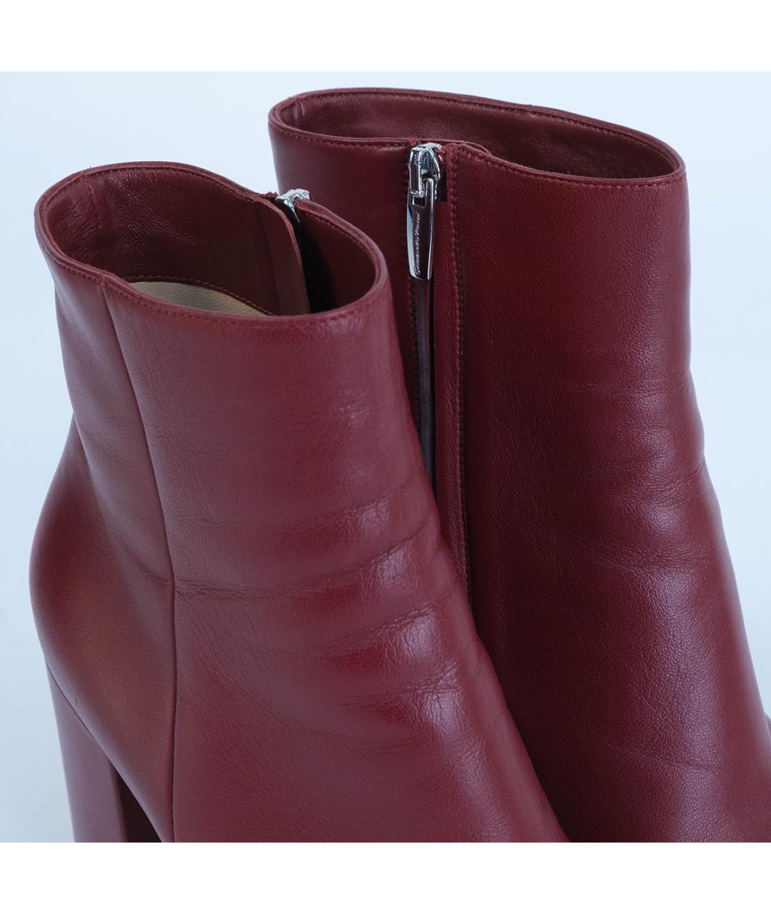 GIANVITO ROSSI Бордовые кожаные ботильоны, фото 5