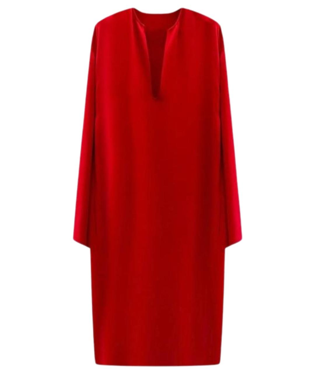 VALENTINO Красное шелковое коктейльное платье, фото 1