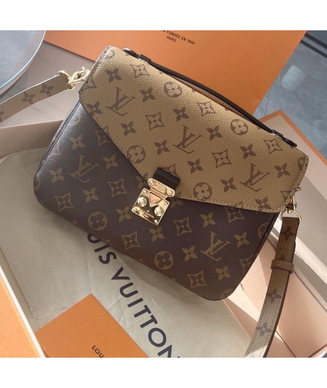 LOUIS VUITTON Коричневая кожаная сумка через плечо, фото 5