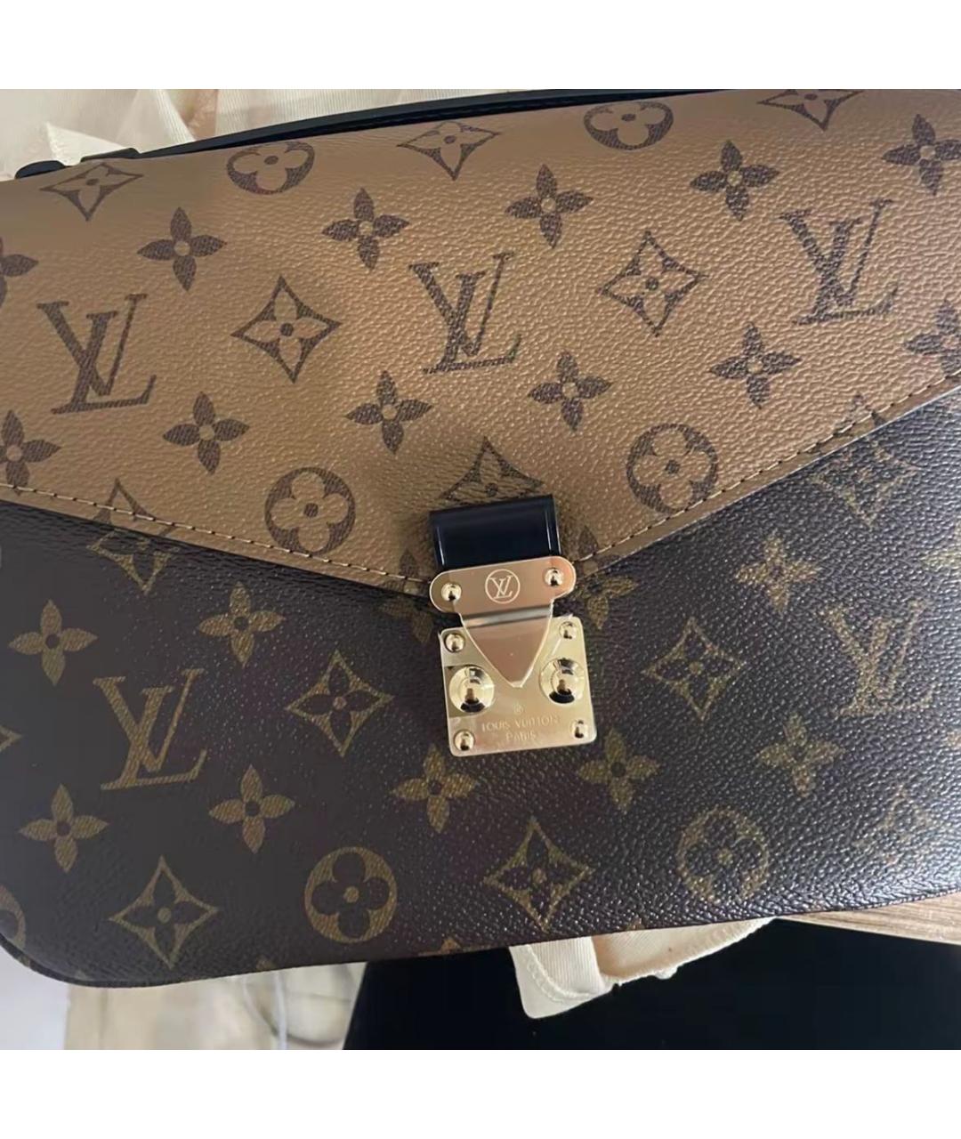 LOUIS VUITTON Коричневая кожаная сумка через плечо, фото 6