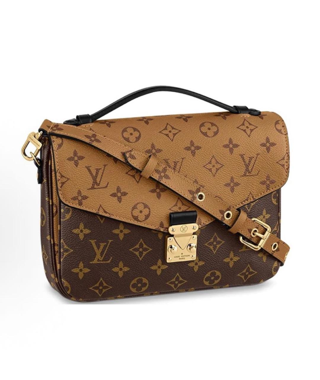 LOUIS VUITTON Коричневая кожаная сумка через плечо, фото 7