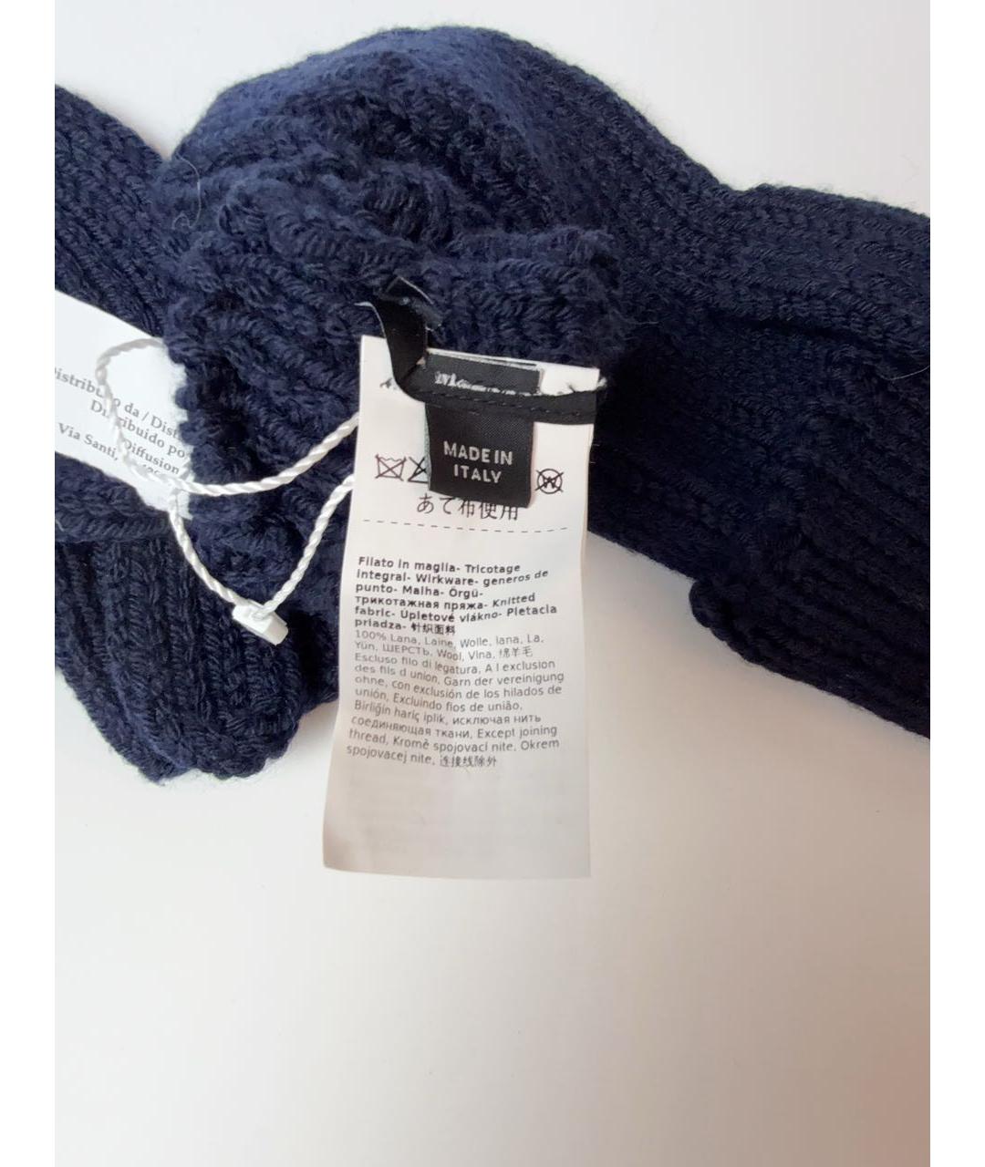 WEEKEND MAX MARA Темно-синие шерстяные варежки, фото 3
