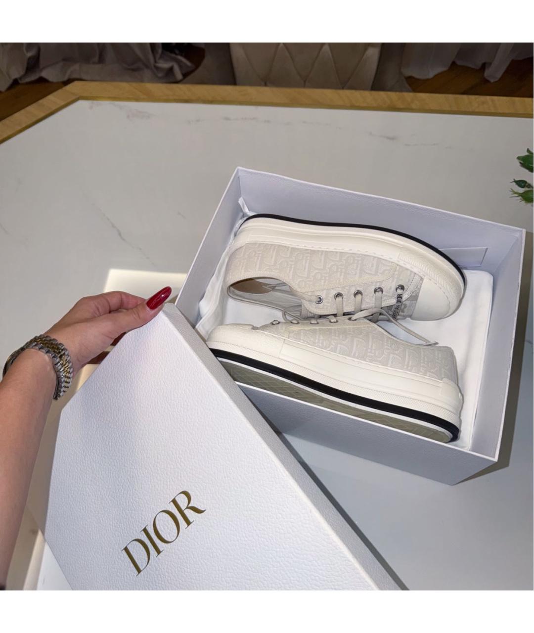 CHRISTIAN DIOR Бежевые кожаные кеды, фото 6