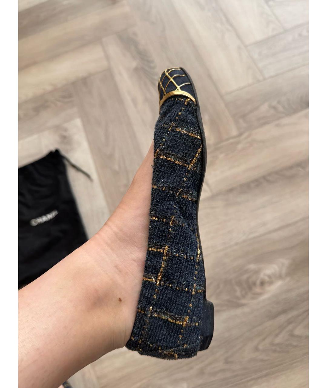CHANEL Темно-синие текстильные балетки, фото 6