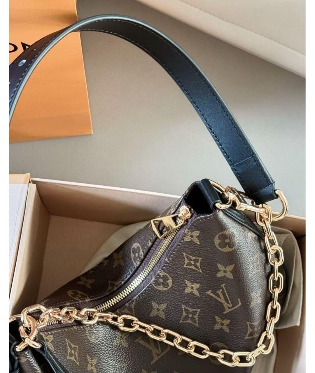 LOUIS VUITTON Коричневая кожаная сумка через плечо, фото 7