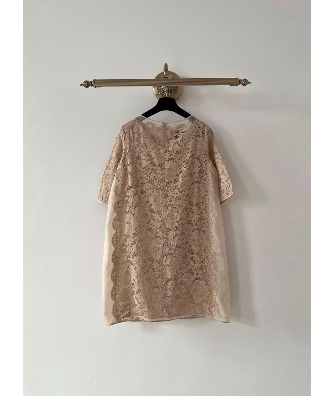 VALENTINO Бежевое кружевное коктейльное платье, фото 2