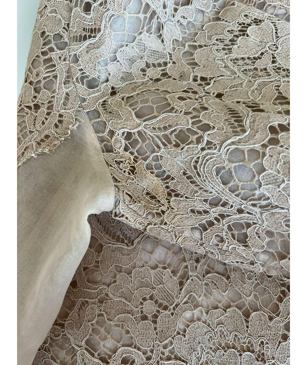 VALENTINO Бежевое кружевное коктейльное платье, фото 8