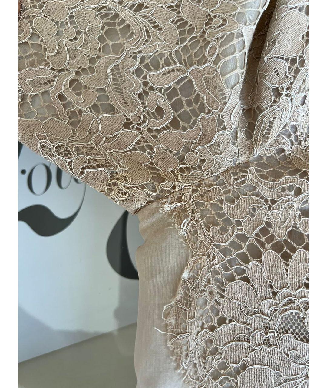 VALENTINO Бежевое кружевное коктейльное платье, фото 7