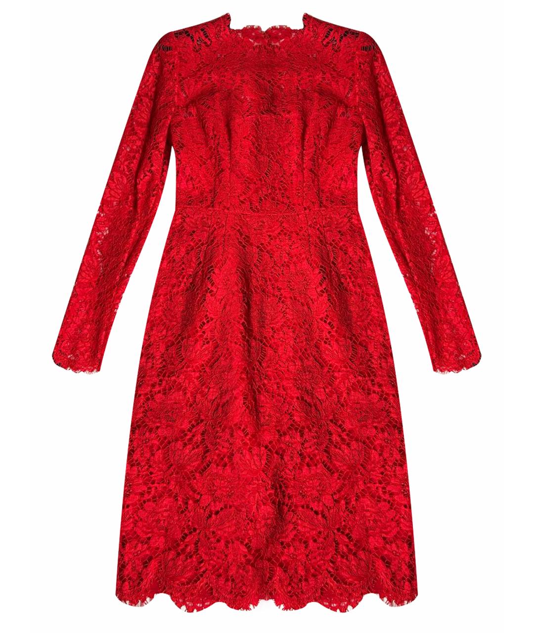 VALENTINO Красное кружевное коктейльное платье, фото 1
