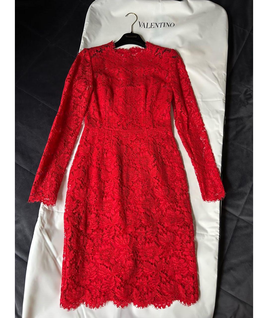 VALENTINO Красное кружевное коктейльное платье, фото 8