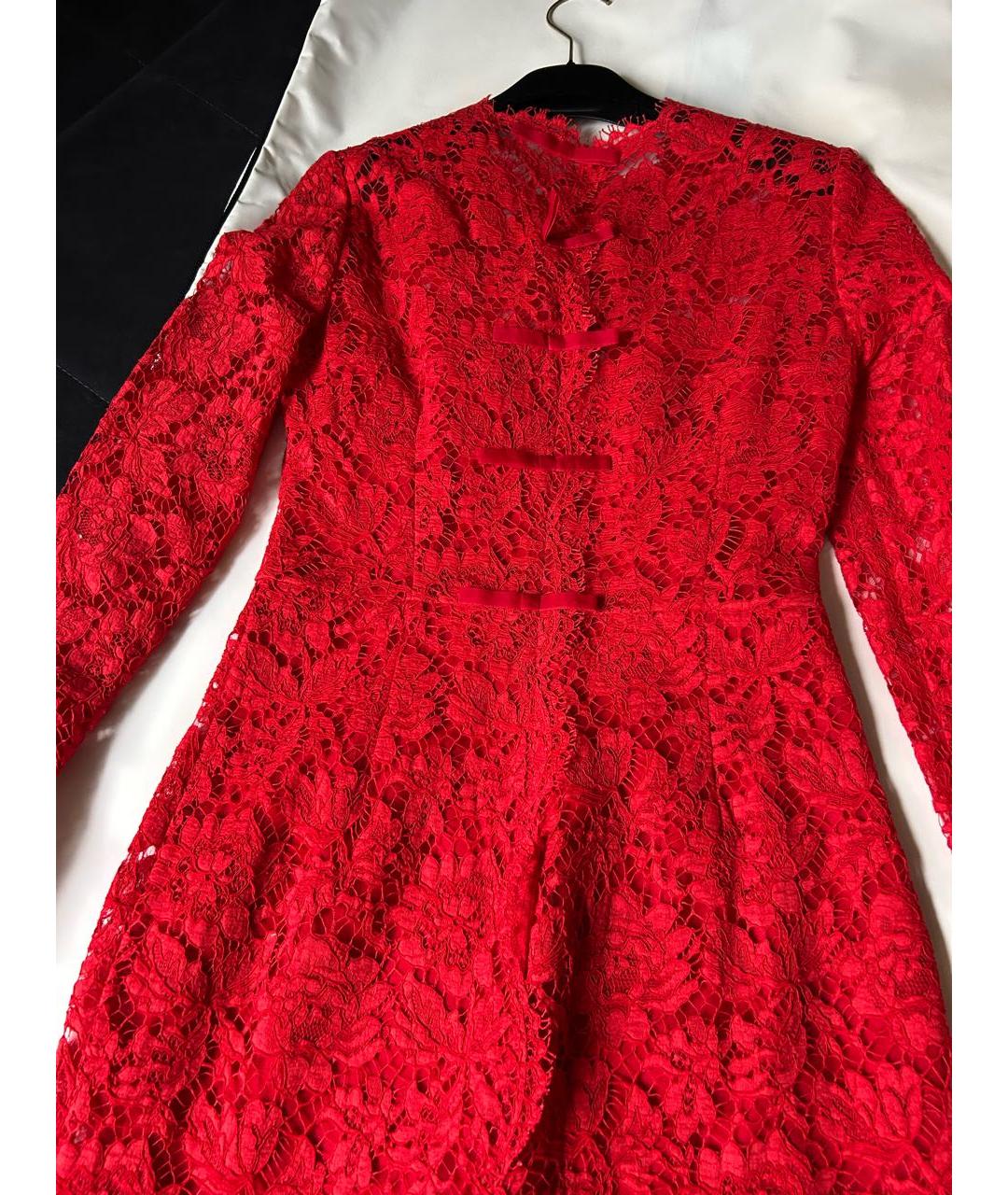 VALENTINO Красное кружевное коктейльное платье, фото 2