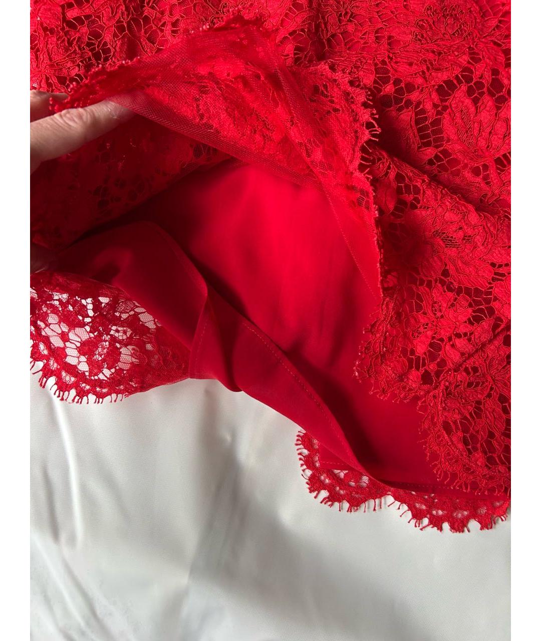 VALENTINO Красное кружевное коктейльное платье, фото 3
