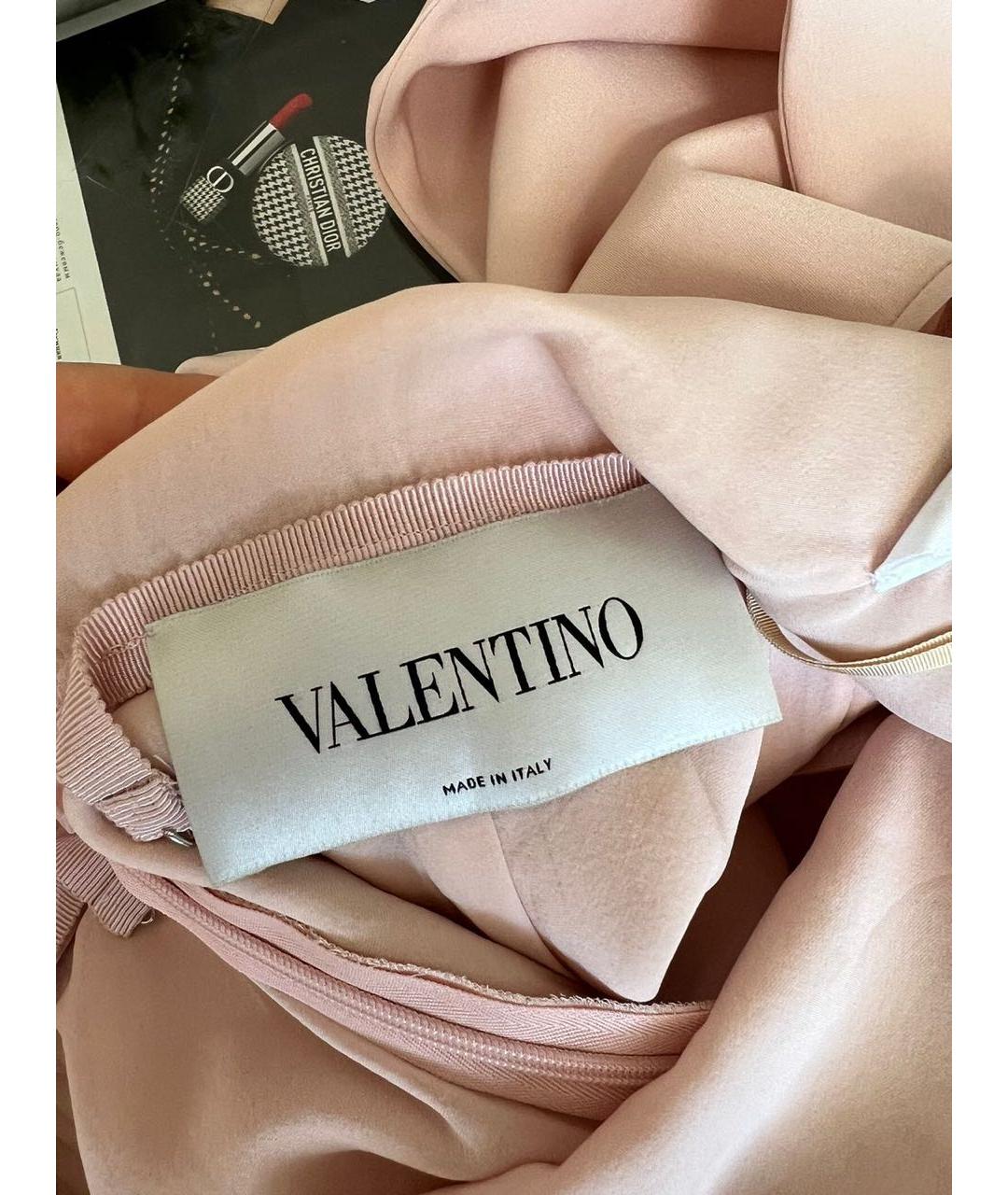 VALENTINO Бежевое шелковое коктейльное платье, фото 7