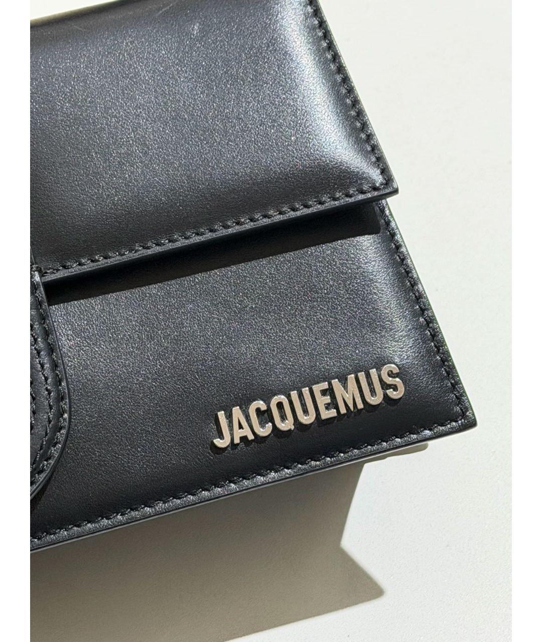 JACQUEMUS Черная кожаная сумка через плечо, фото 4