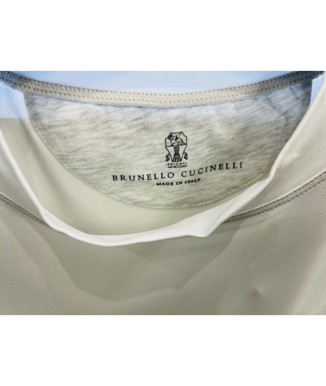 BRUNELLO CUCINELLI Белая хлопко-полиэстеровая футболка, фото 8