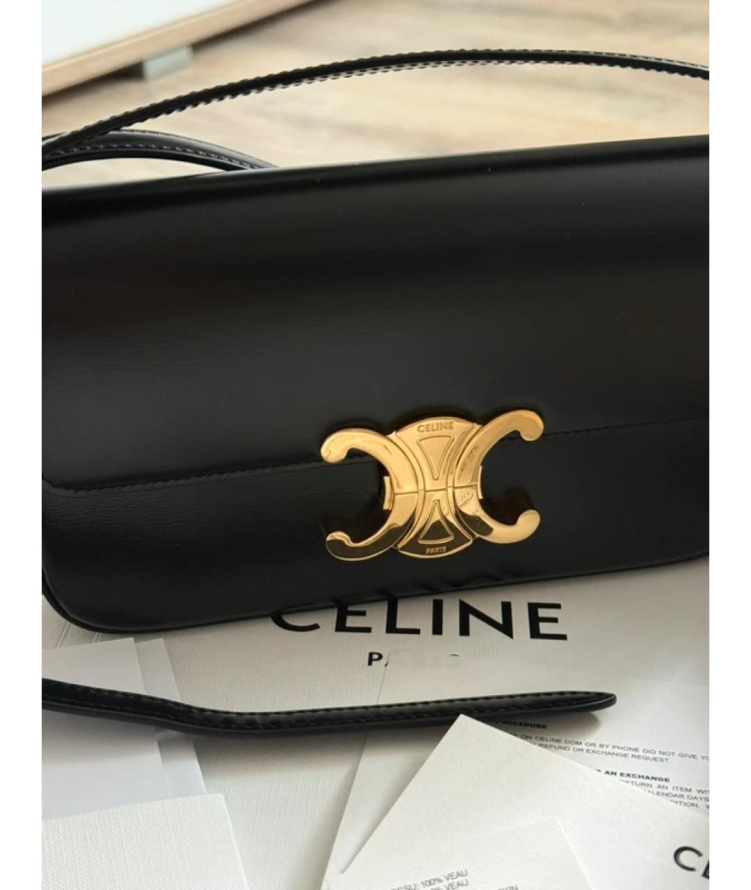 CELINE Черная кожаная сумка через плечо, фото 3