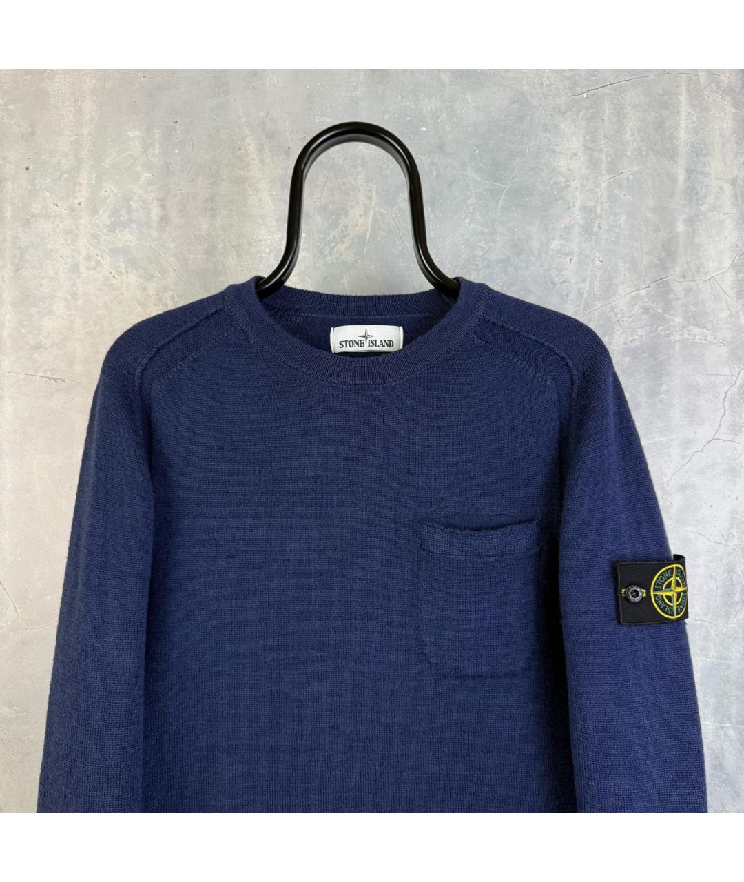 STONE ISLAND Синий шерстяной джемпер / свитер, фото 2