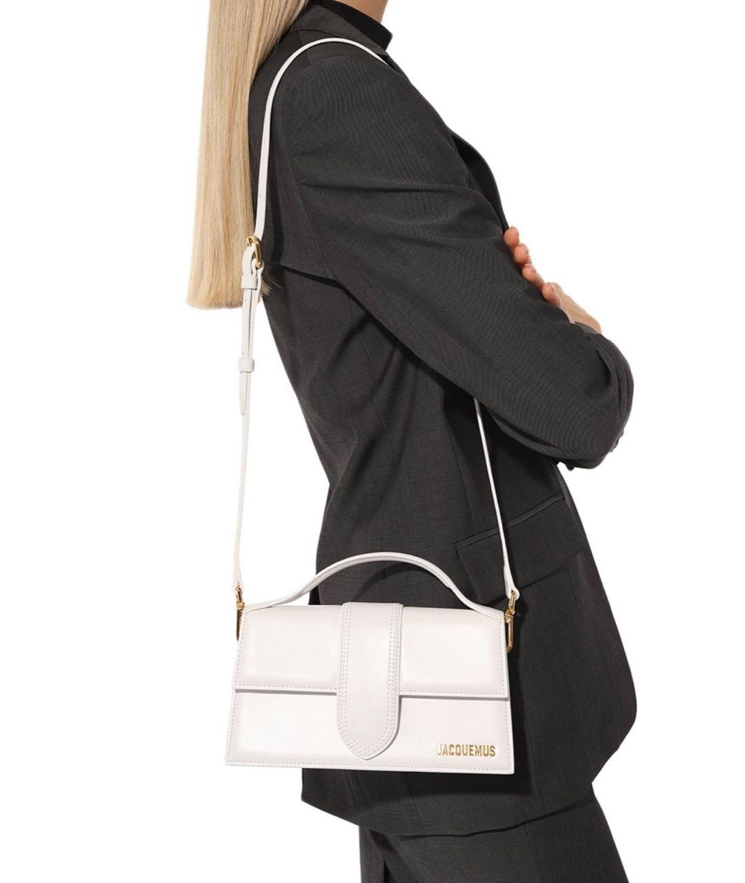 JACQUEMUS Белая кожаная сумка через плечо, фото 4