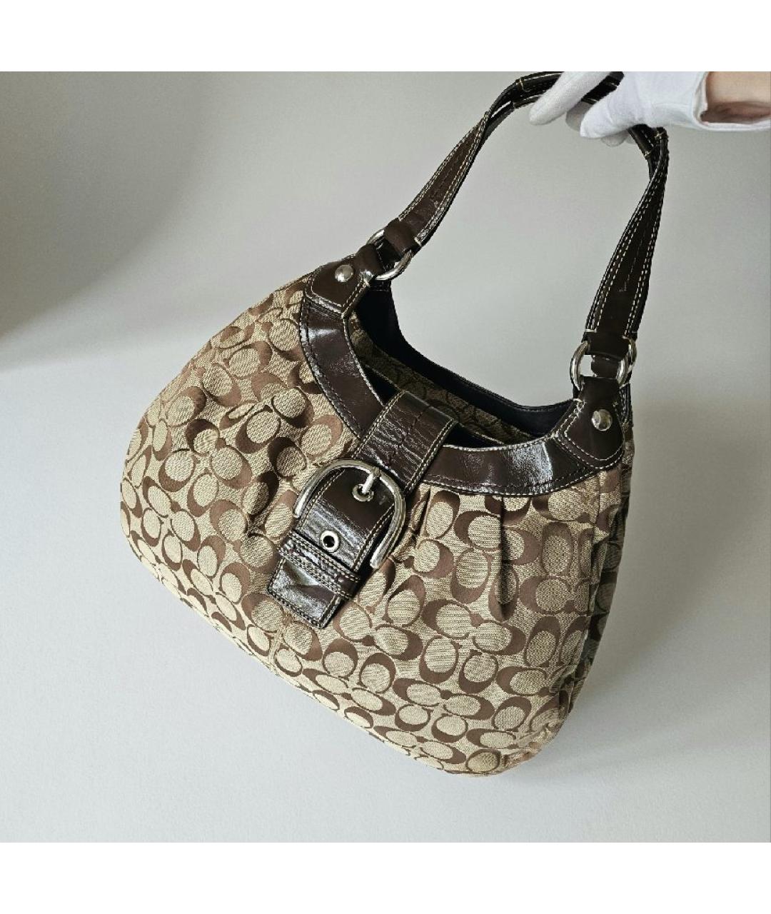 COACH Коричневая тканевая сумка тоут, фото 7