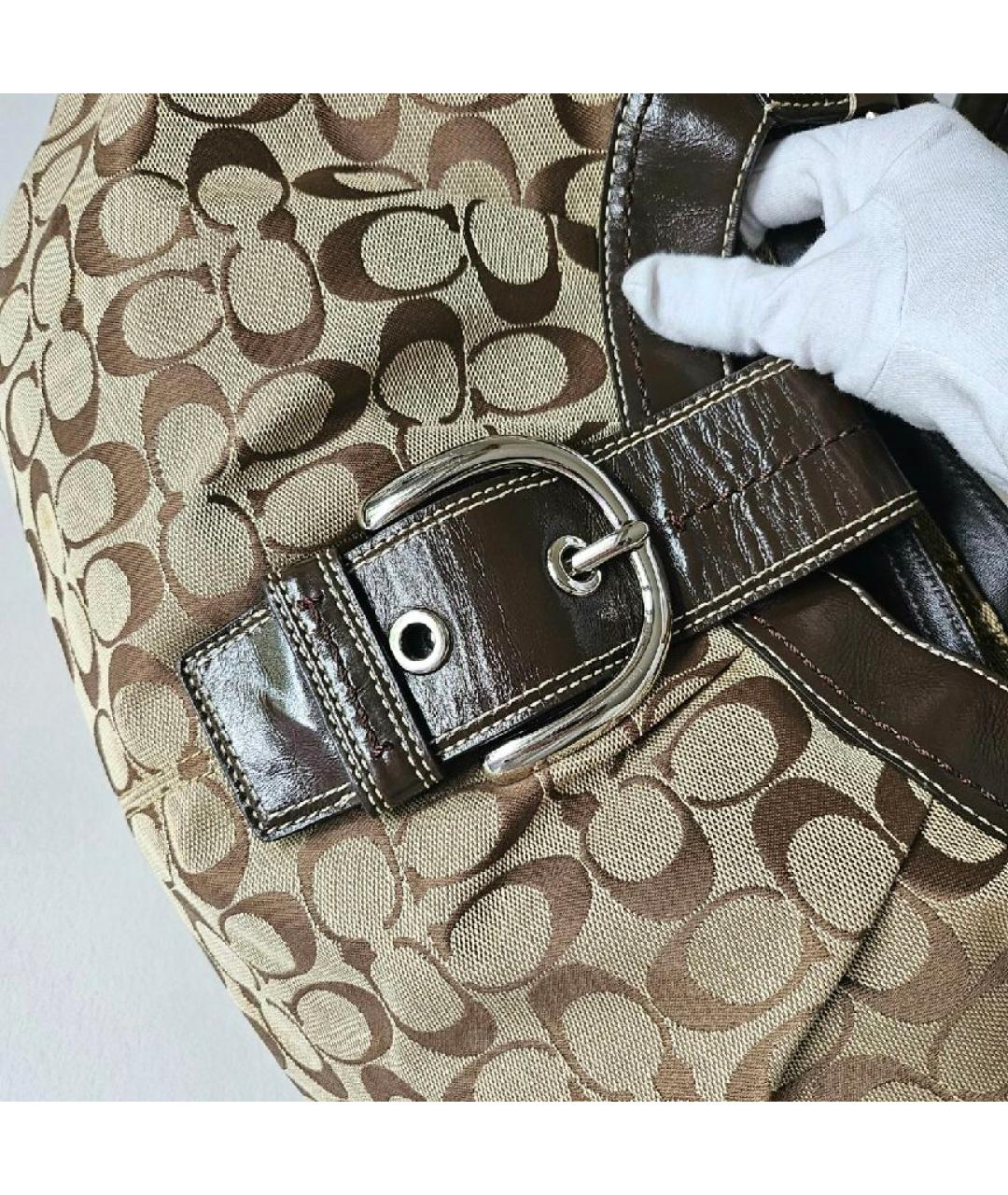 COACH Коричневая тканевая сумка тоут, фото 4