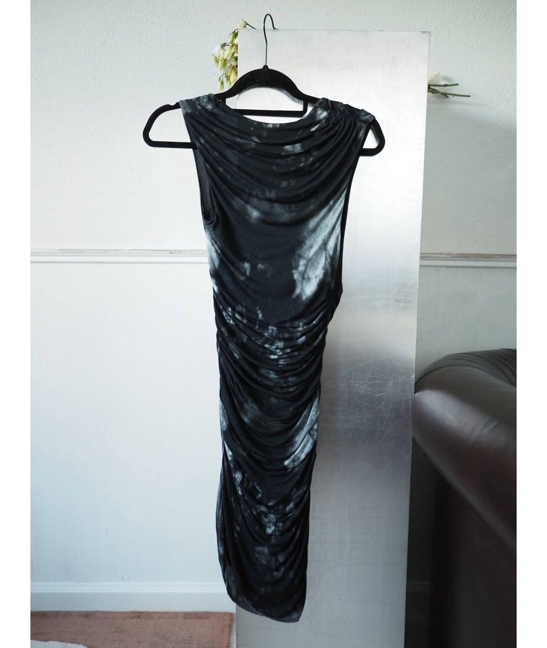 HELMUT LANG Антрацитовое вискозное повседневное платье, фото 2
