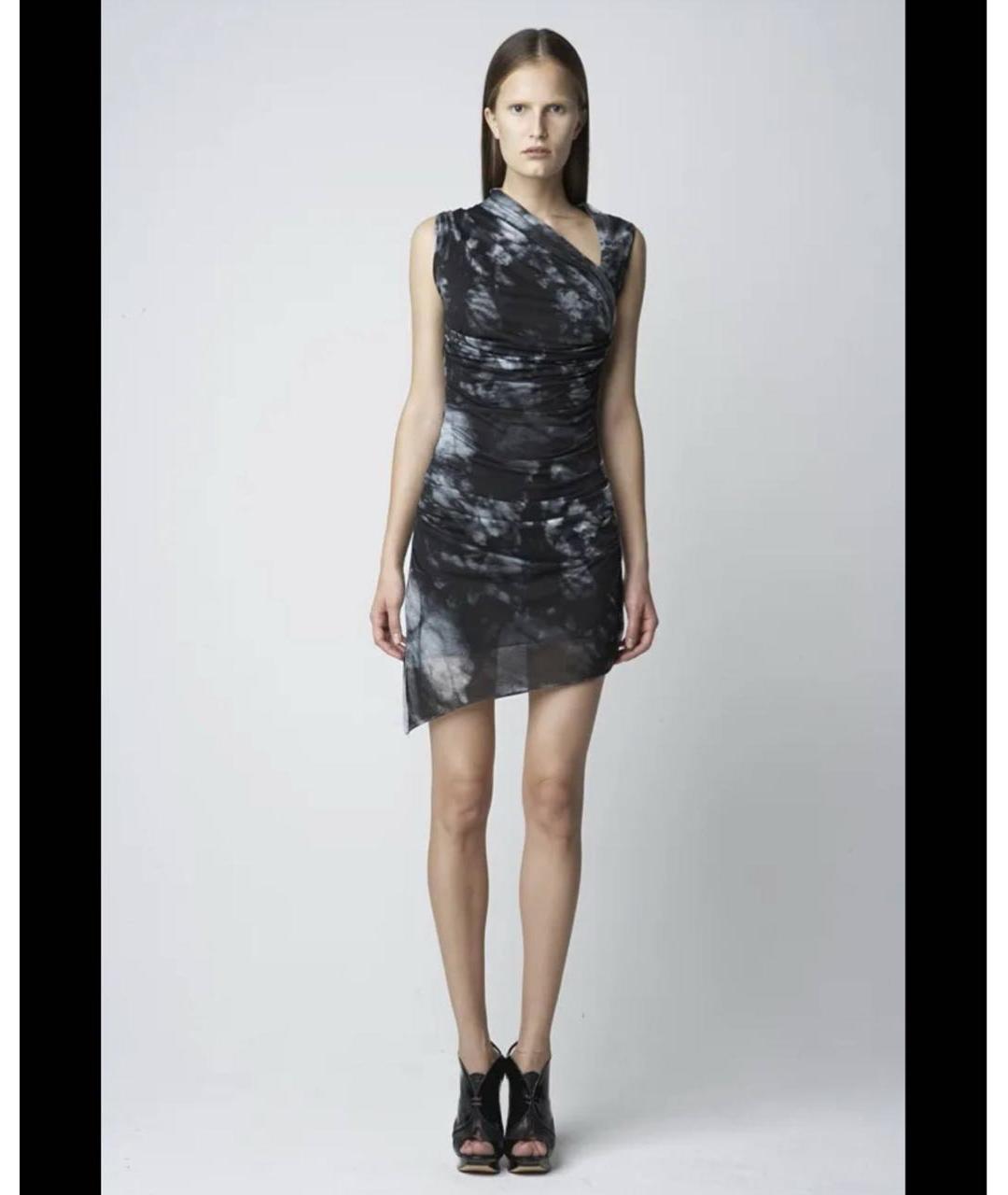 HELMUT LANG Антрацитовое вискозное повседневное платье, фото 6
