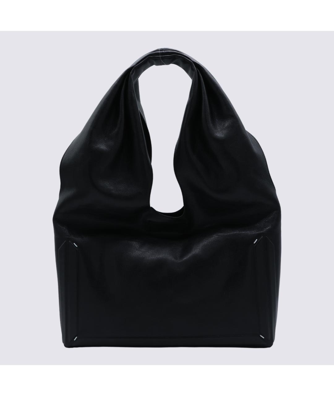 MAISON MARGIELA Черная кожаная сумка тоут, фото 2