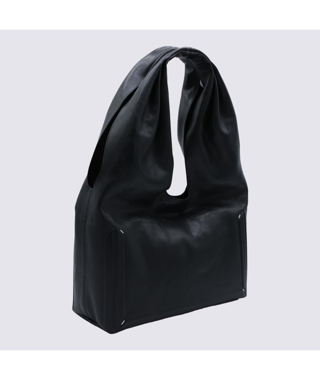 MAISON MARGIELA Черная кожаная сумка тоут, фото 4