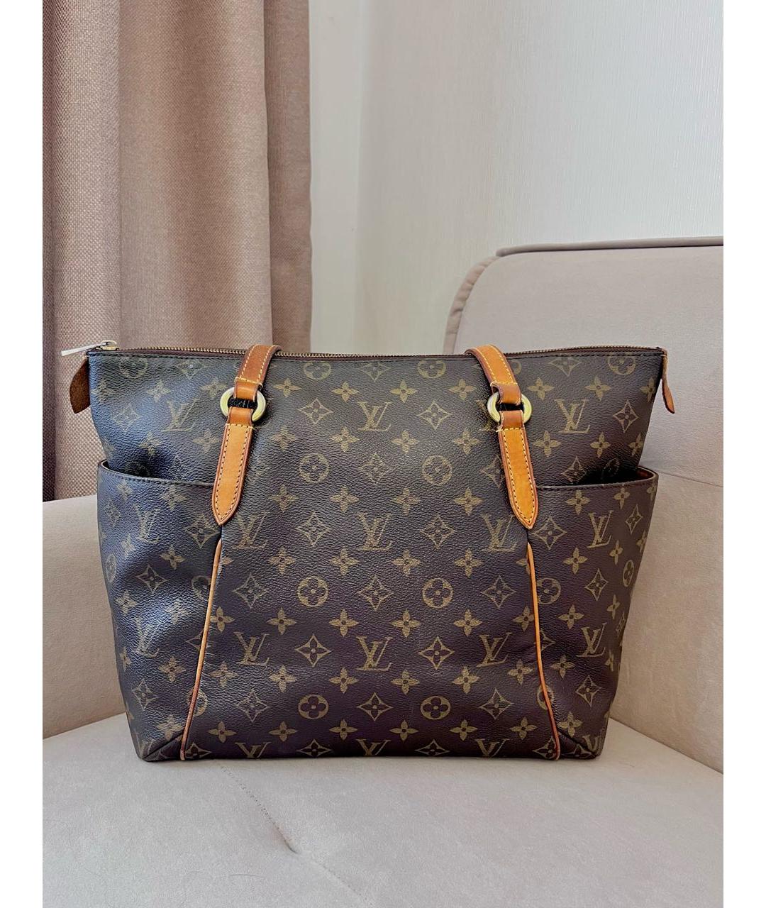 LOUIS VUITTON Коричневая канва сумка тоут, фото 9