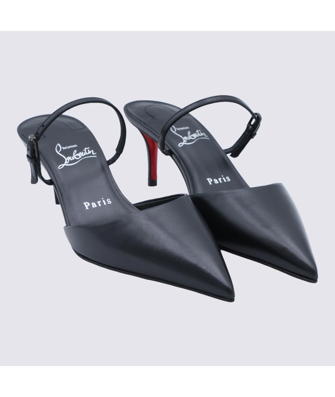 CHRISTIAN LOUBOUTIN Черные кожаные мюли, фото 3