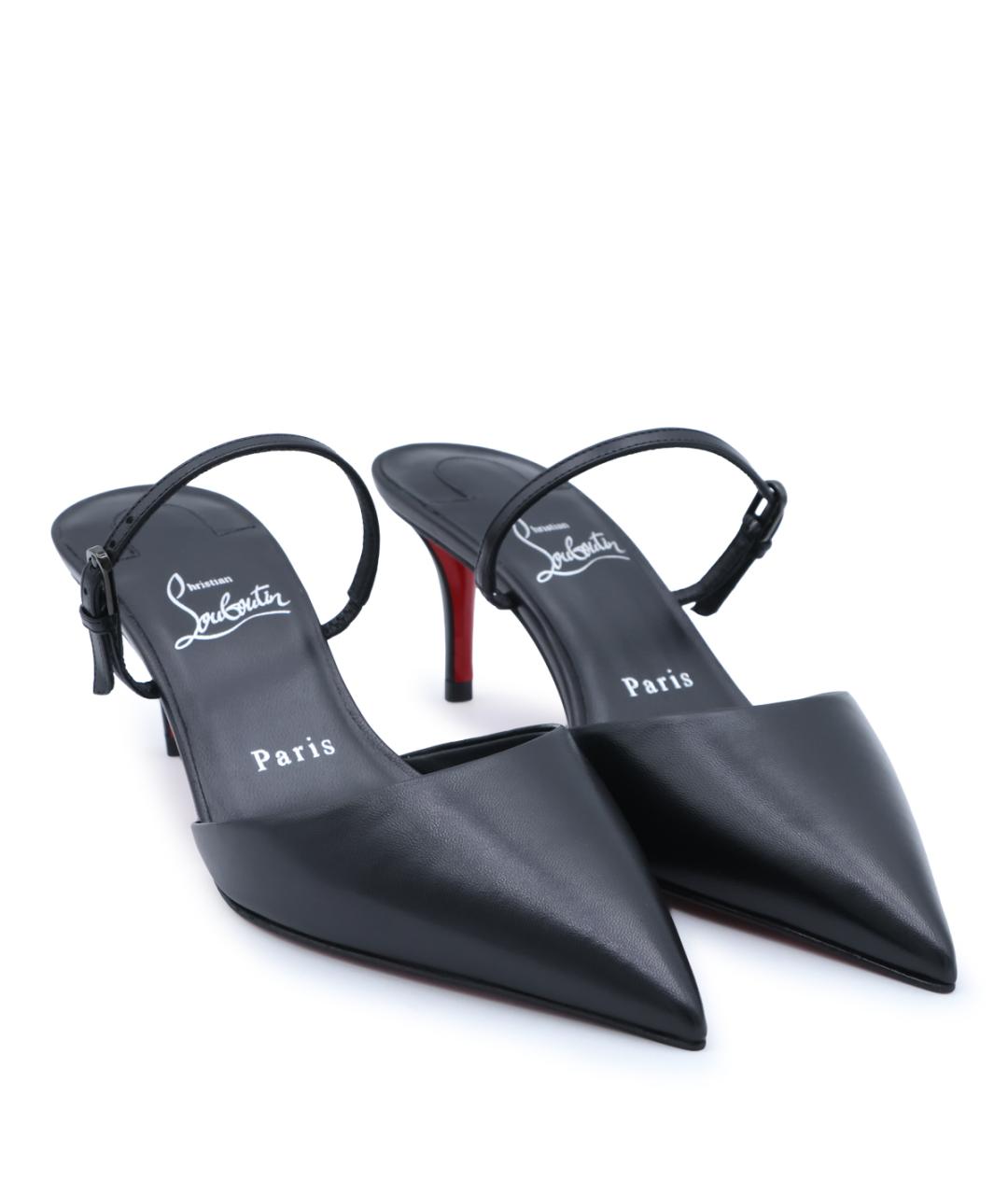 CHRISTIAN LOUBOUTIN Черные кожаные мюли, фото 4