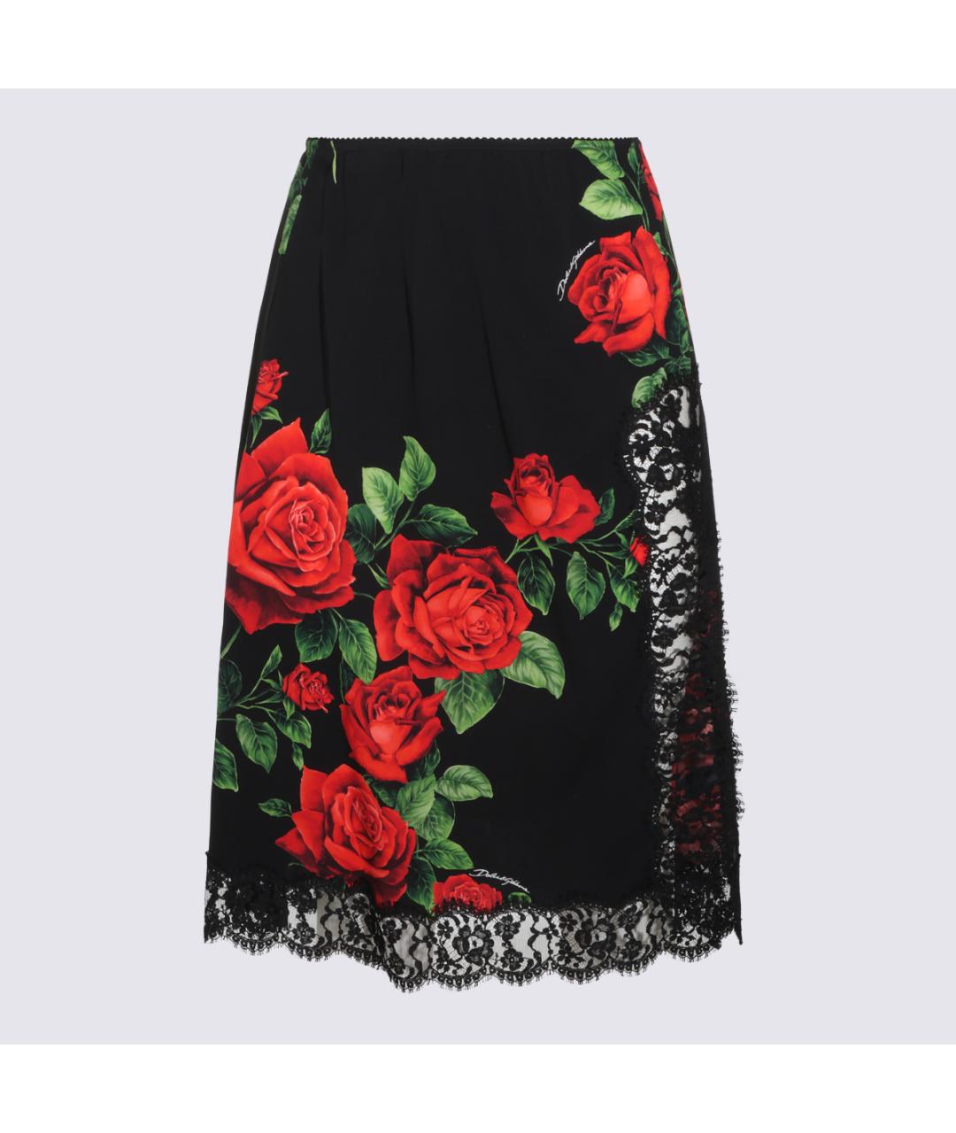DOLCE&GABBANA Мульти шелковая юбка миди, фото 2