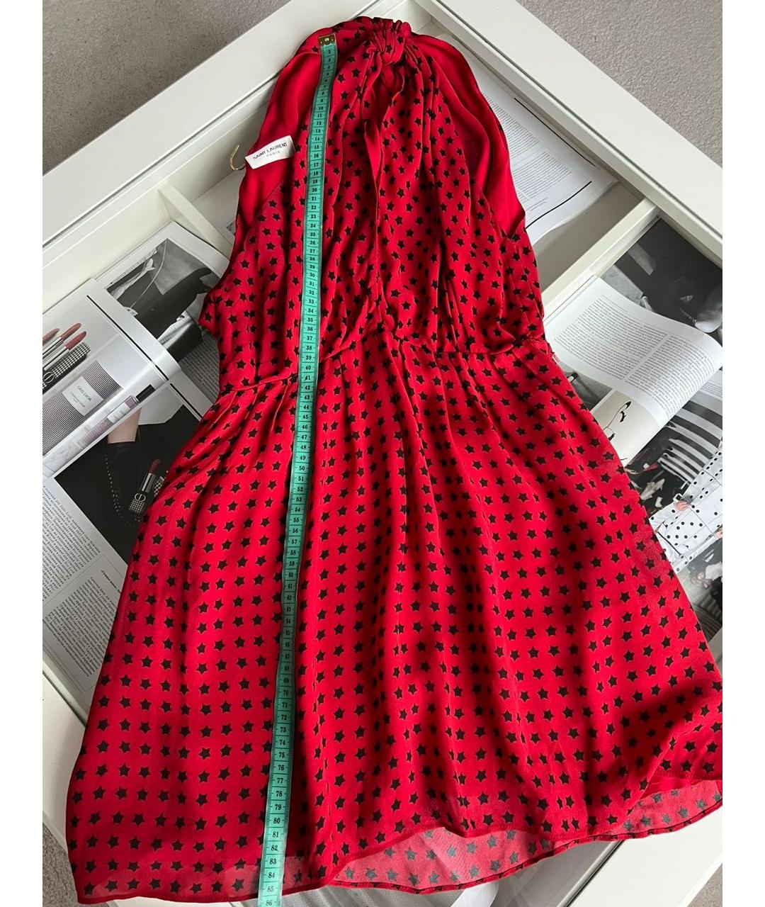 SAINT LAURENT Красное вискозное коктейльное платье, фото 5