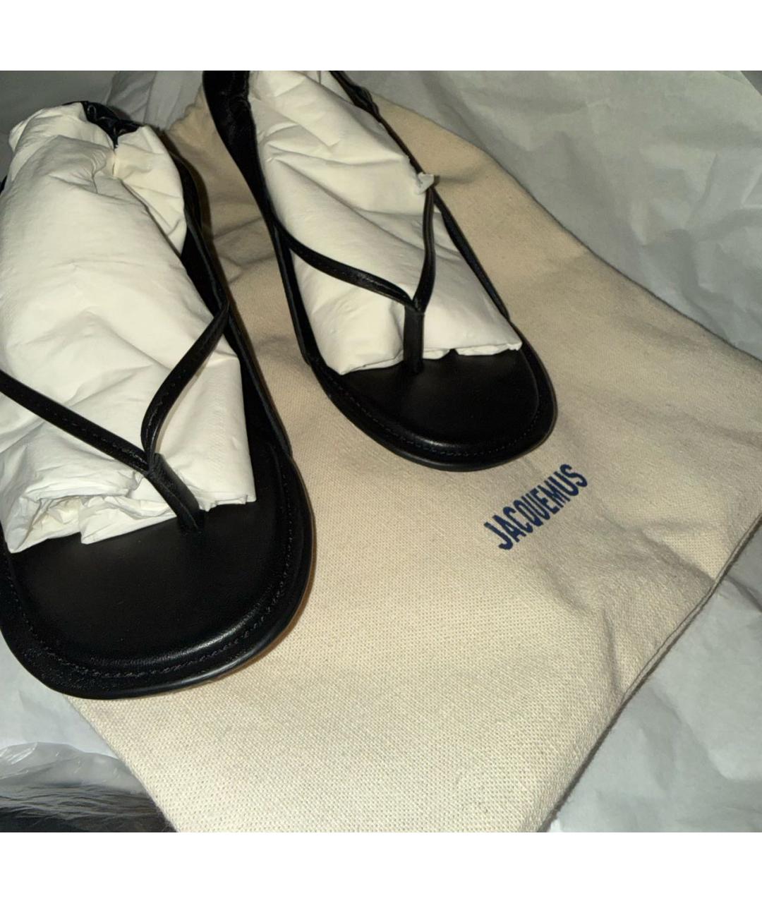 JACQUEMUS Черные кожаные босоножки, фото 8