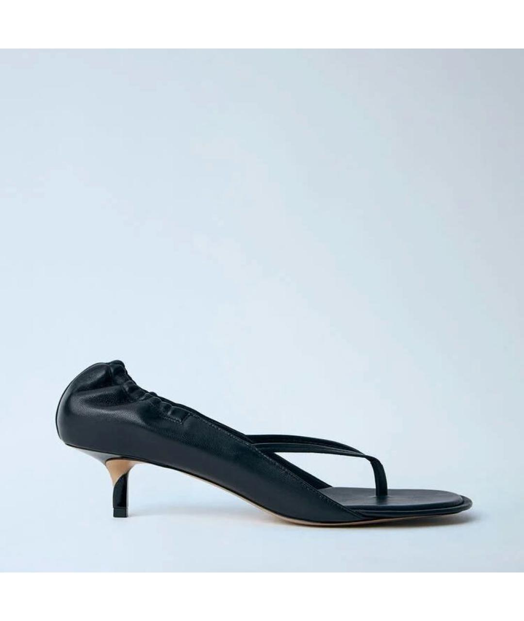 JACQUEMUS Черные кожаные босоножки, фото 9