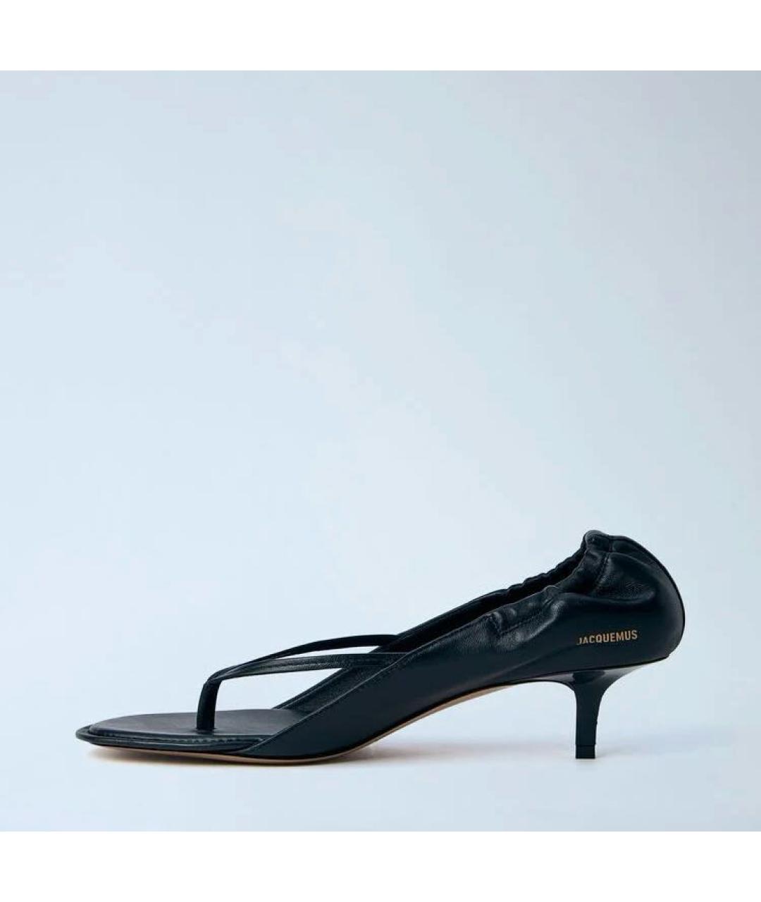JACQUEMUS Черные кожаные босоножки, фото 3