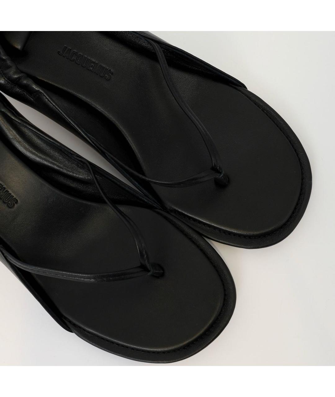 JACQUEMUS Черные кожаные босоножки, фото 3
