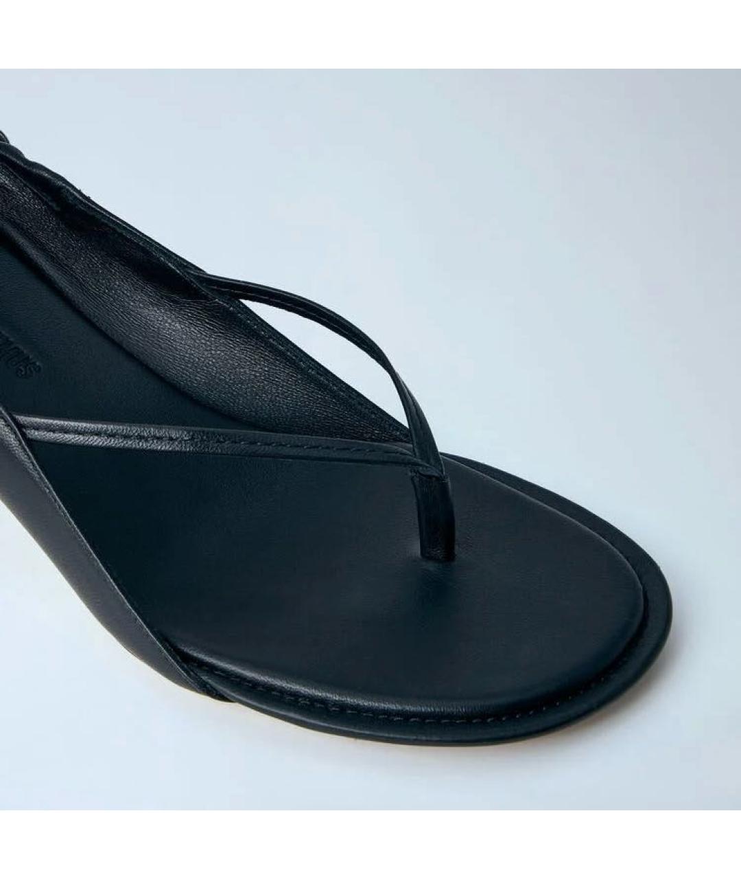 JACQUEMUS Черные кожаные босоножки, фото 5