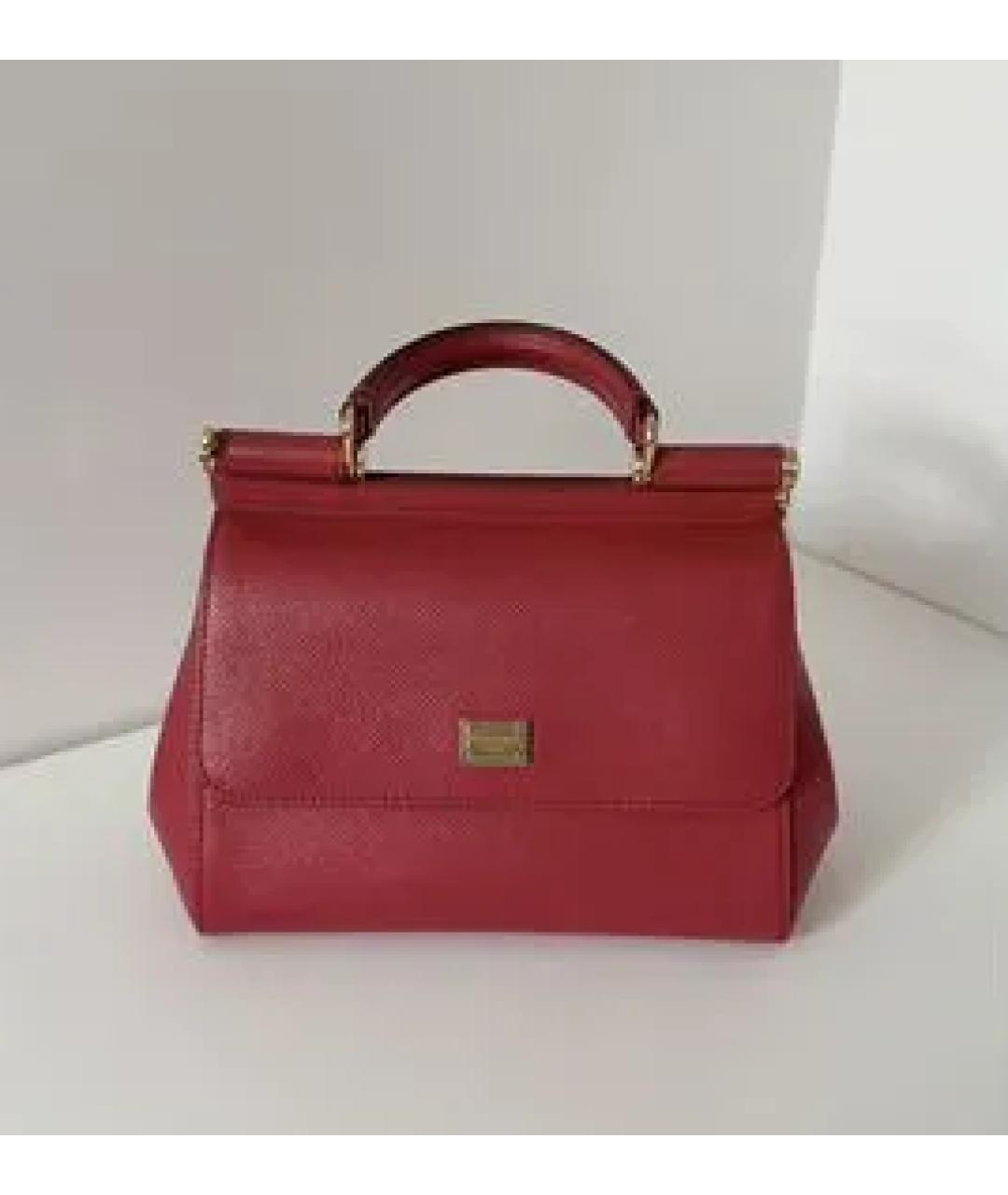 DOLCE&GABBANA Фуксия кожаная сумка с короткими ручками, фото 5