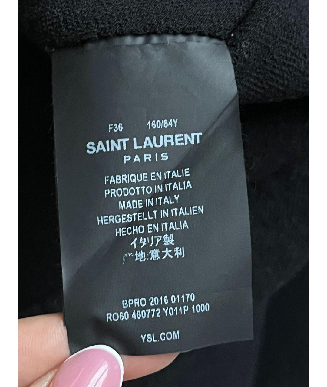 SAINT LAURENT Черное шерстяное повседневное платье, фото 7