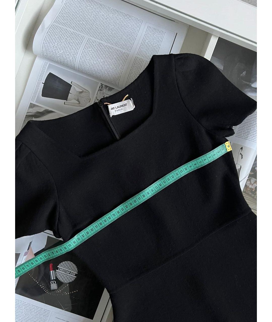 SAINT LAURENT Черное шерстяное повседневное платье, фото 4