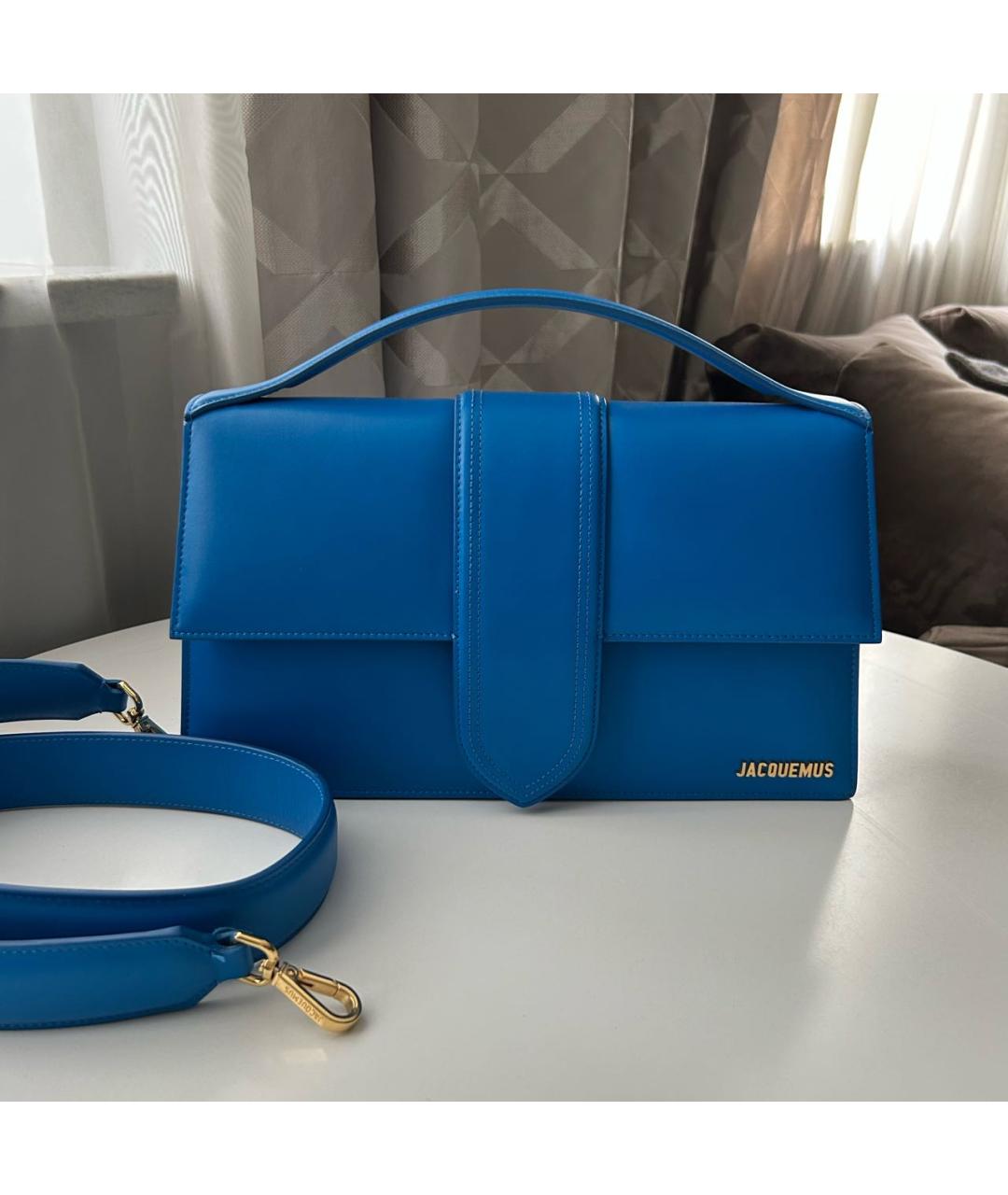 JACQUEMUS Синяя кожаная сумка с короткими ручками, фото 9