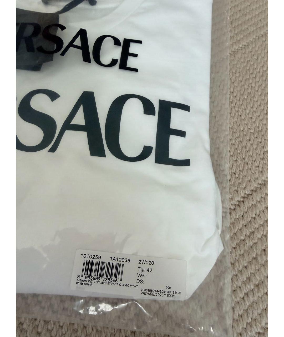 VERSACE Белая хлопко-эластановая футболка, фото 6